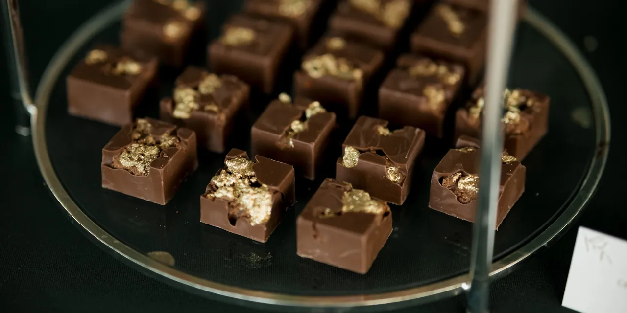 Dark chocolate with gold leaf