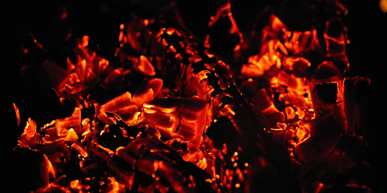 Charcoal embers close up